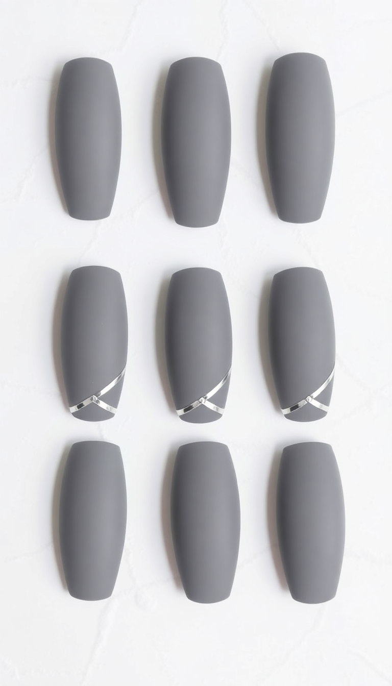 Matte Gray Nails