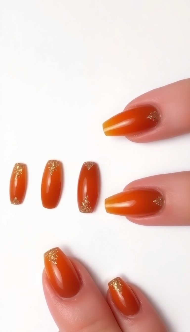 Orange and Gold Nails