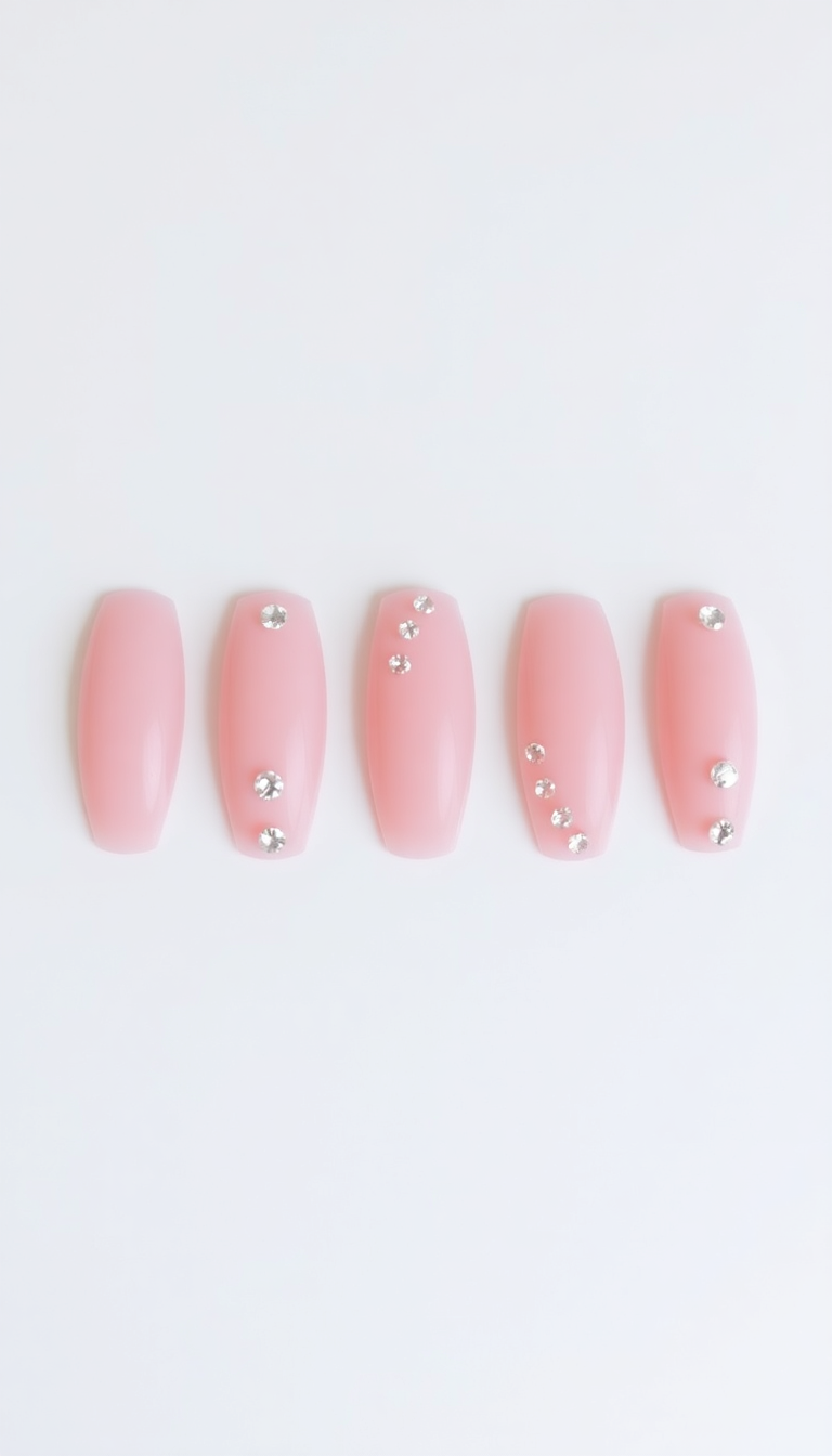 Pink Nails with Gems