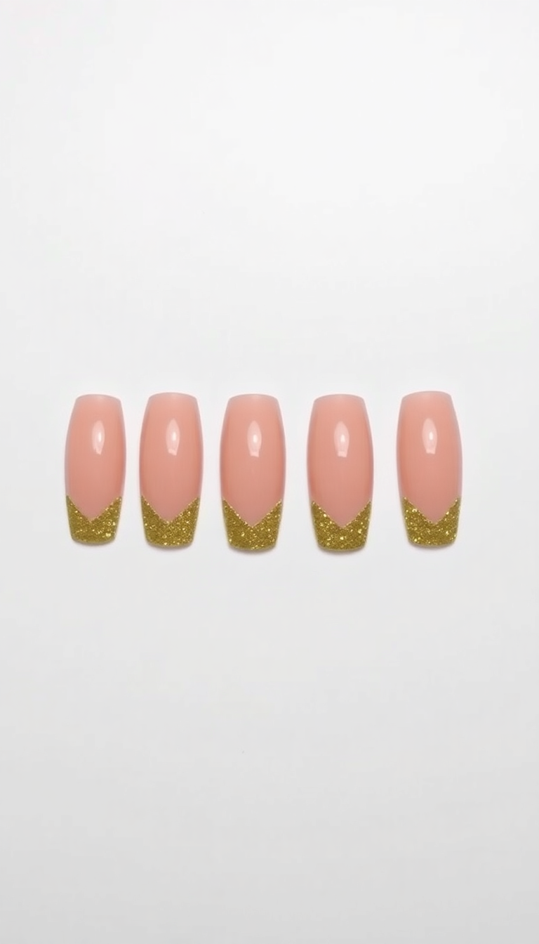 Pink Nails with Gold Tips