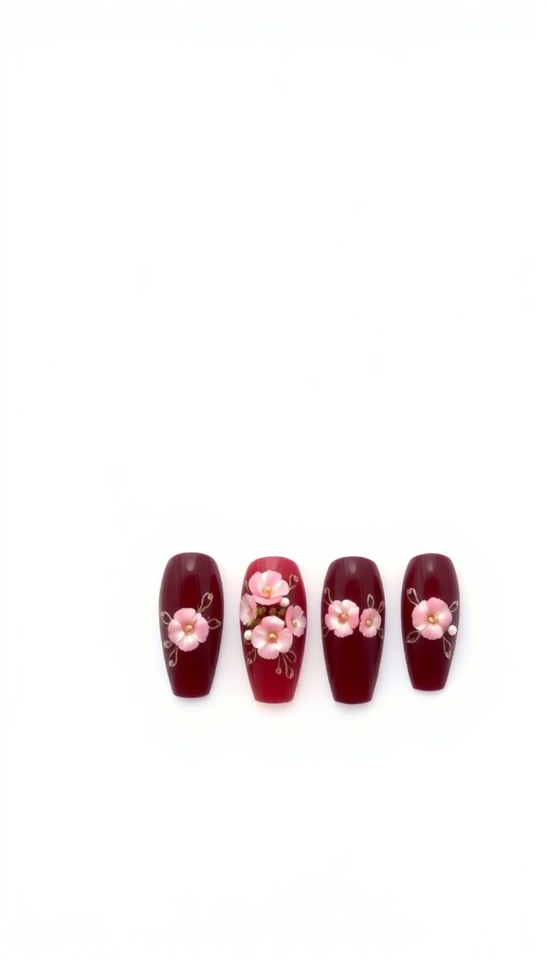 11. Deep Maroon with Floral Art