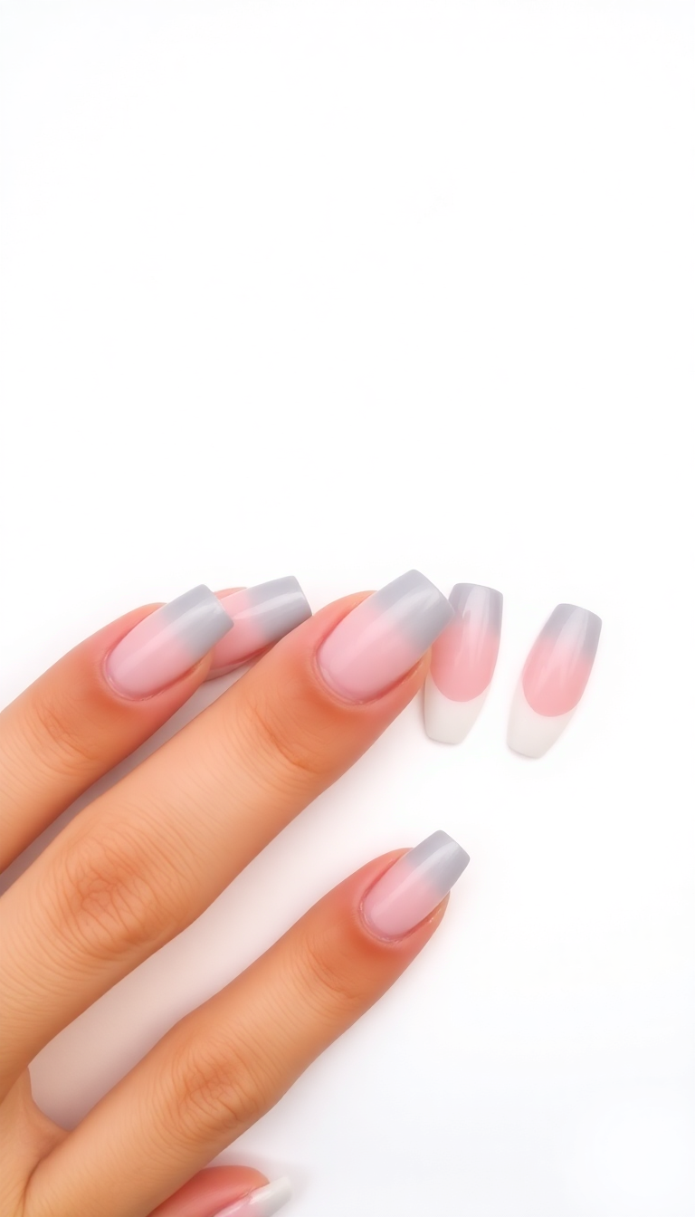 12. Glossy Gray and White Ombre