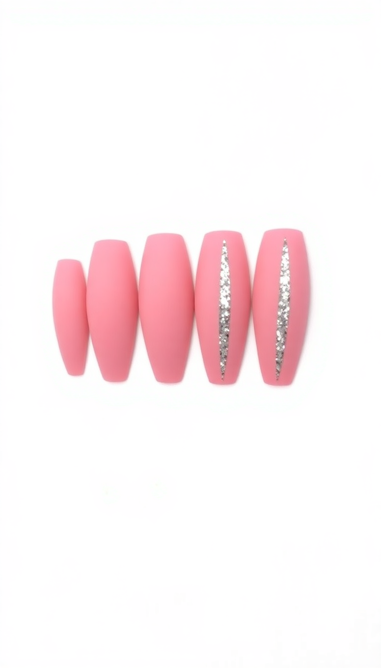 12. Matte Pink with Glitter Stripes