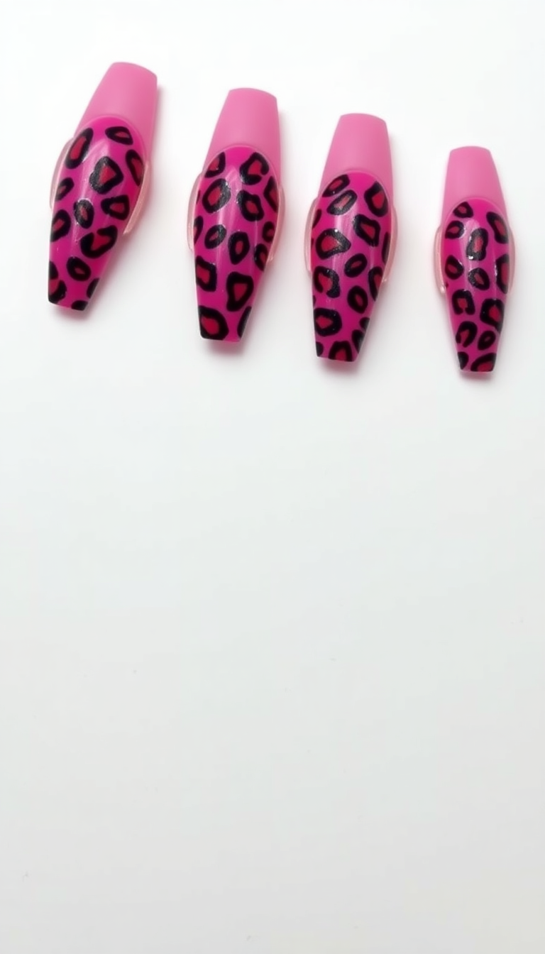 16. Pink Leopard Print with Glitter Highlights