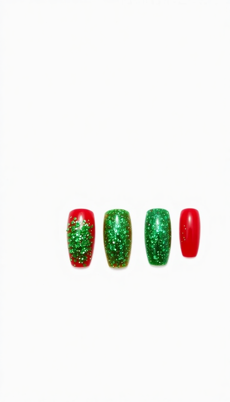 2. Classic Red and Green Glitter