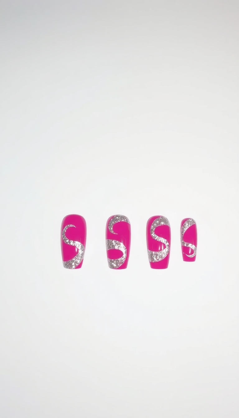 20. Electric Pink and Glitter Swirls