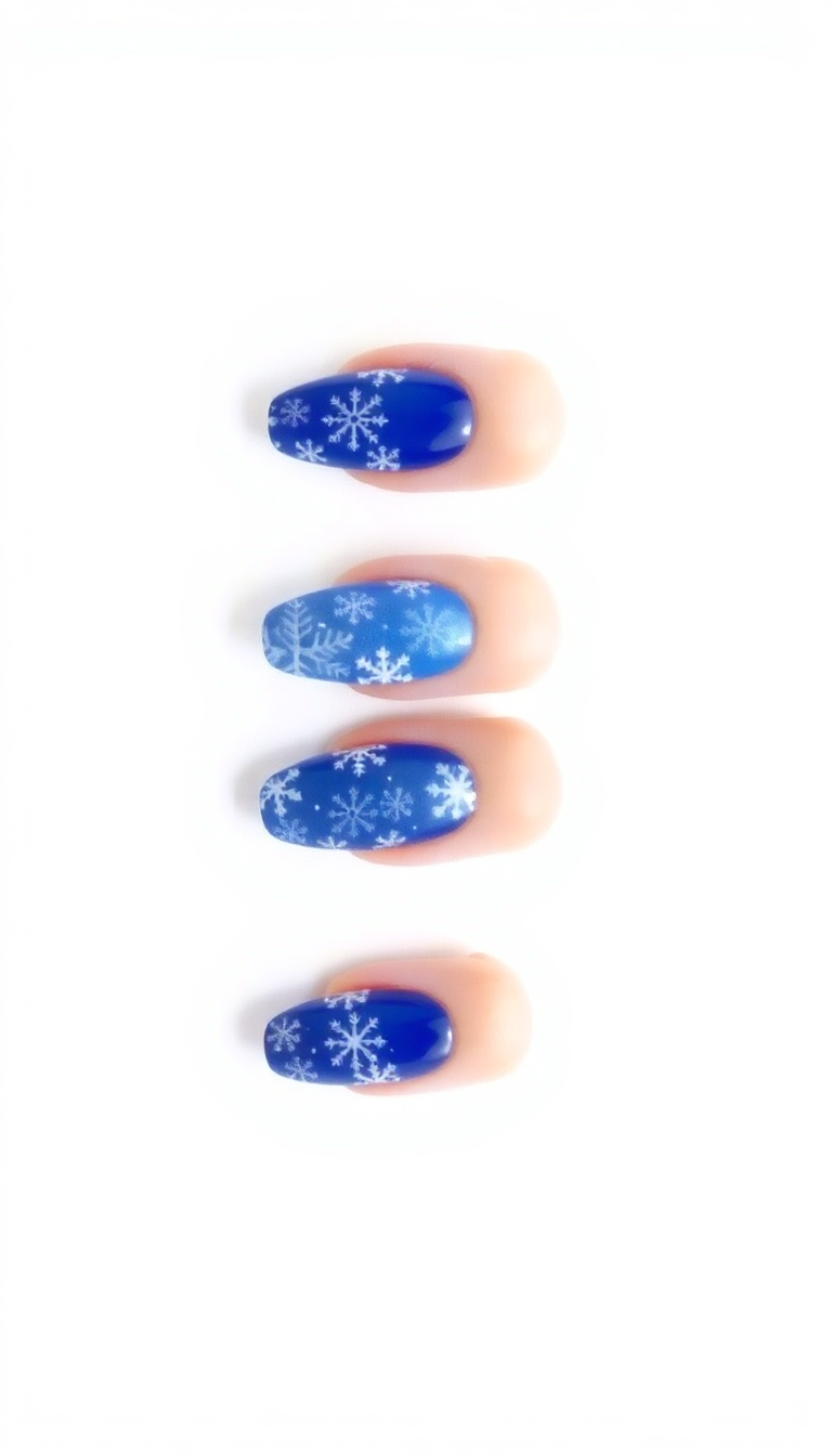 3. Frosted Snowflakes - Royal Blue and White Art