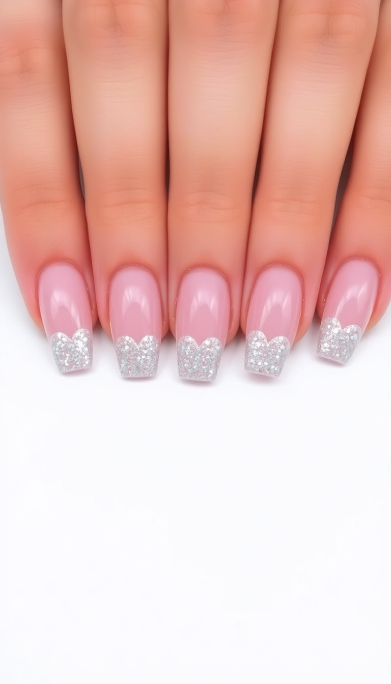 3. Glittery Heart Tips