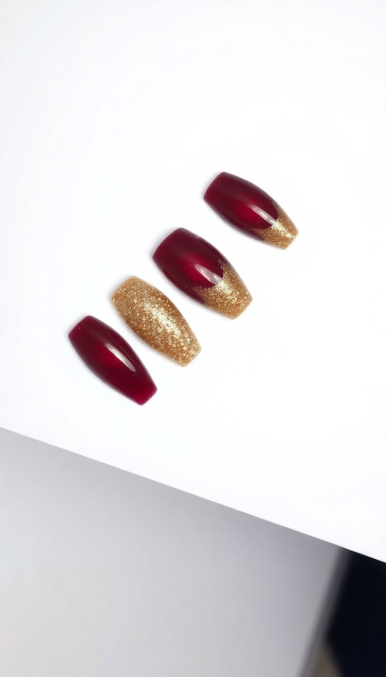 3. Rich Burgundy and Gold Glitter