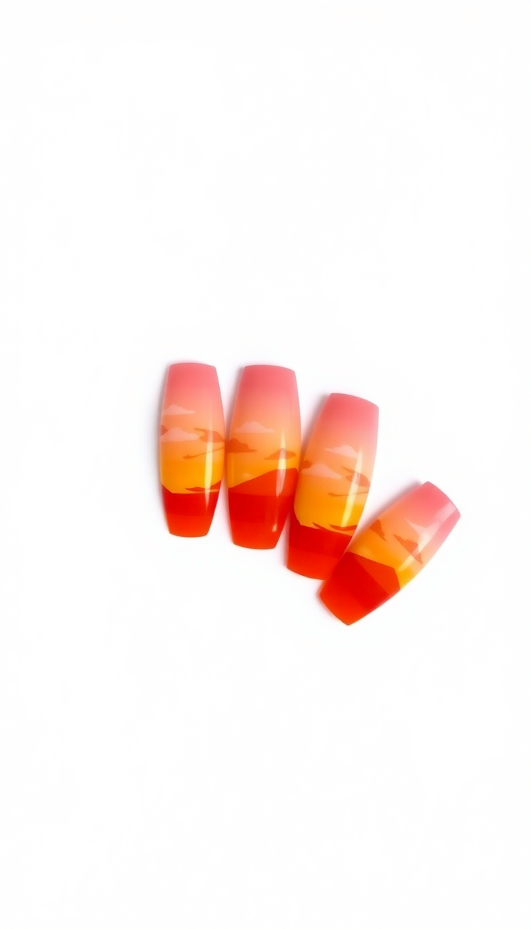 3. Sunset Glow Nails