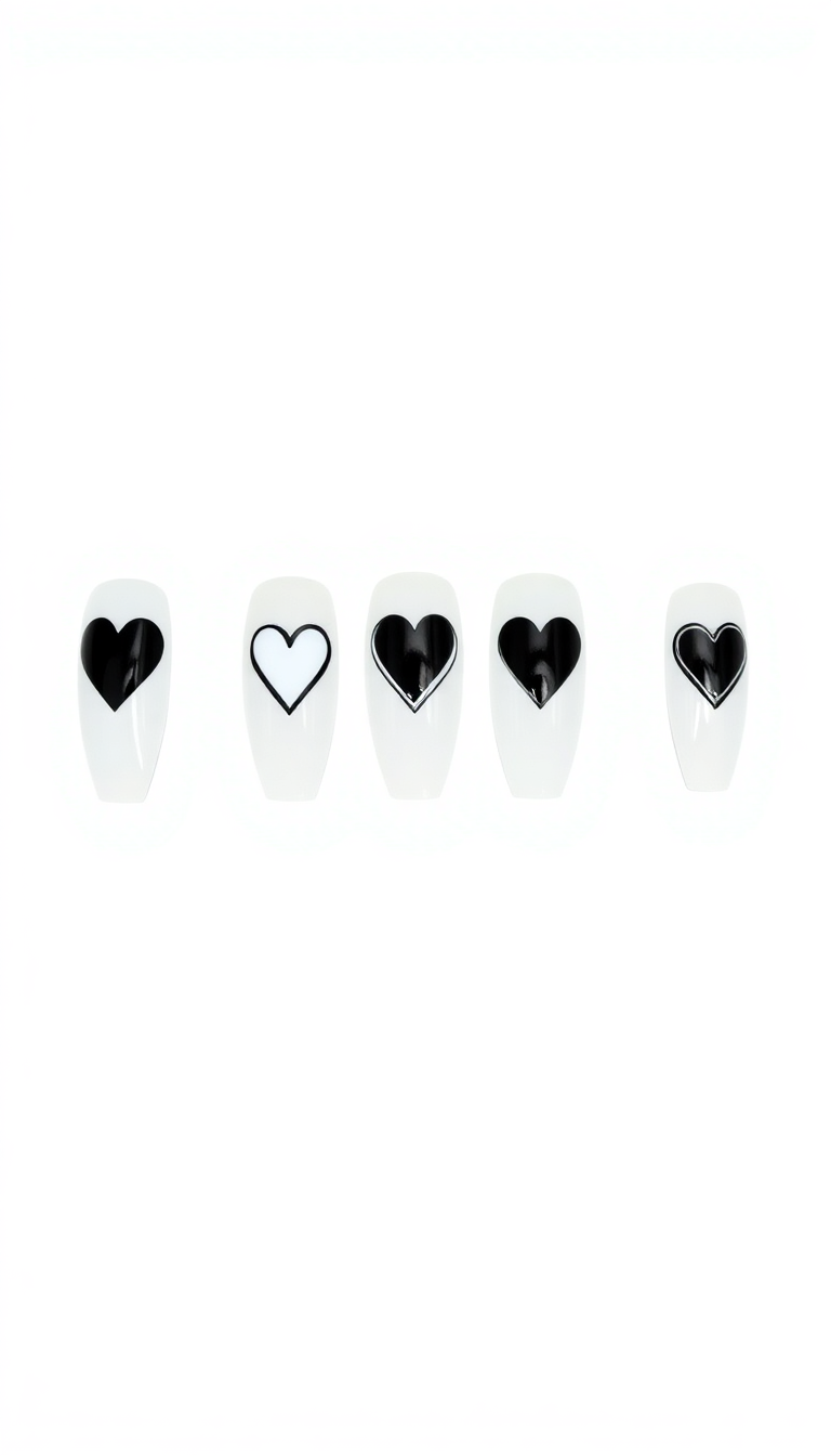 5. Bold Black and White Heart Contrasts