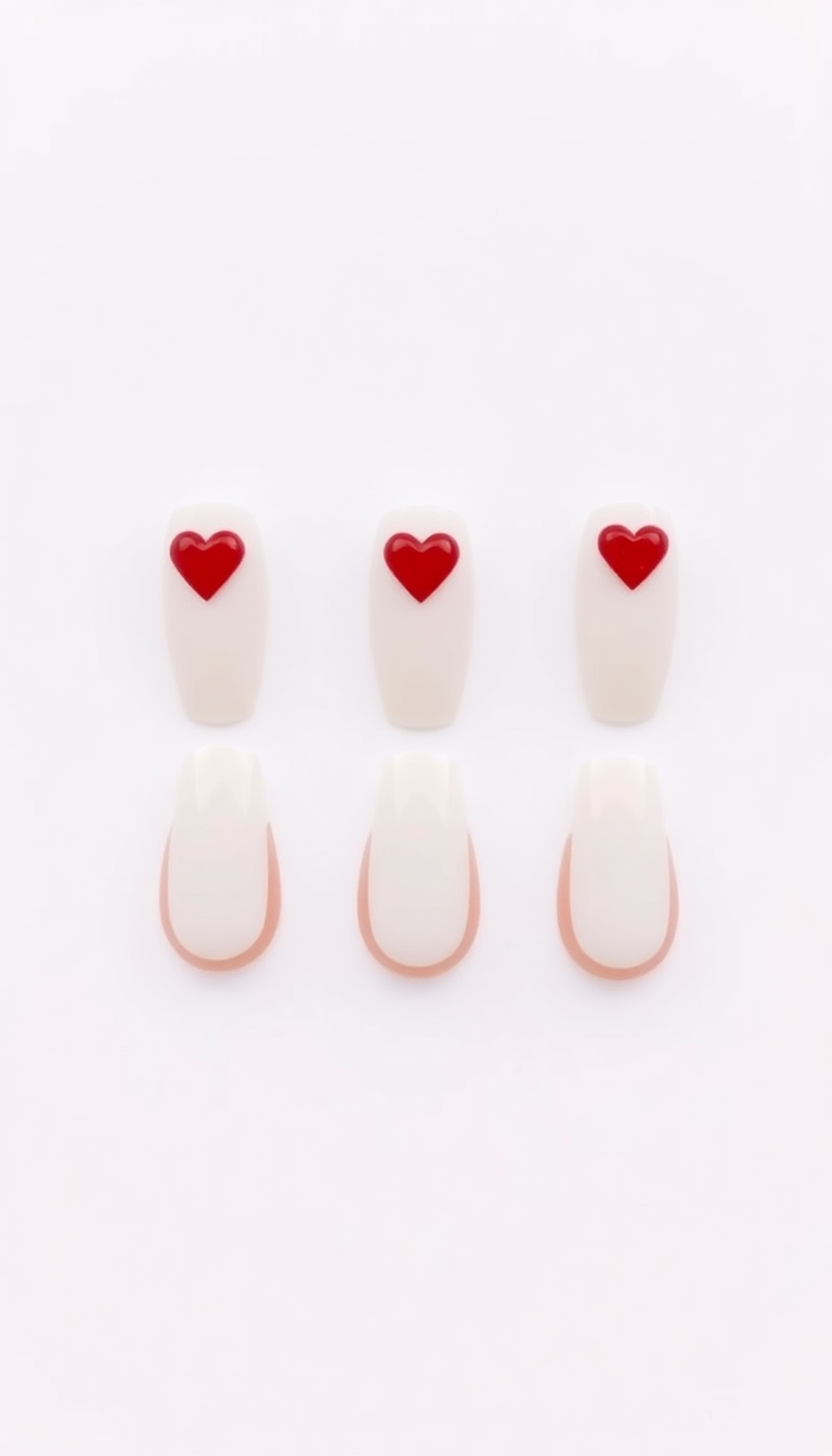 5. Classic White with a Single Red Heart