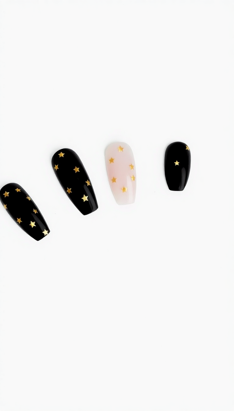 6. Bold Black with Gold Stars