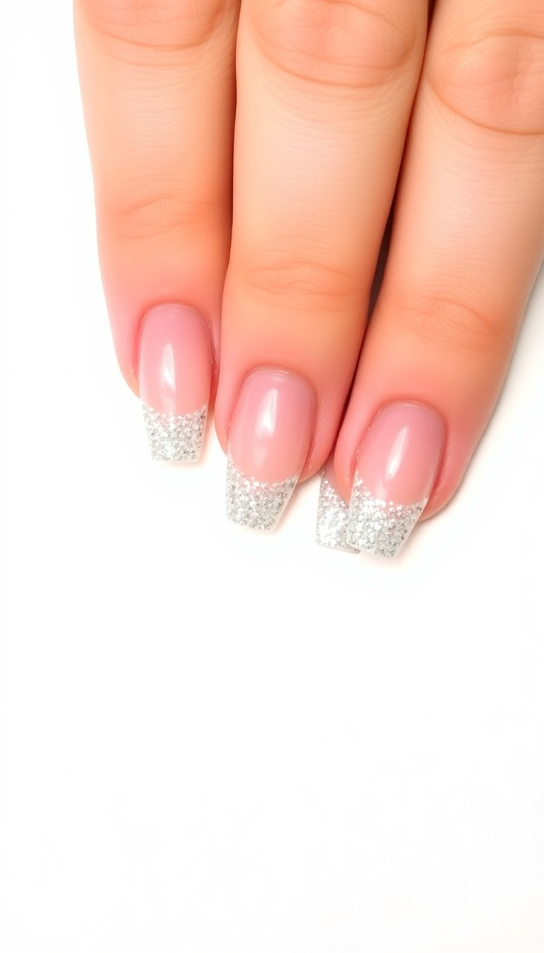 6. Frosty Glitter Tips