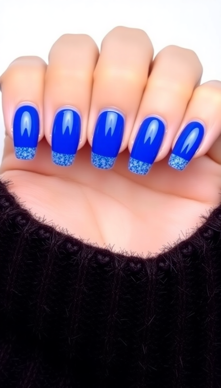 6. Frosty Tips - Royal Blue French Manicure