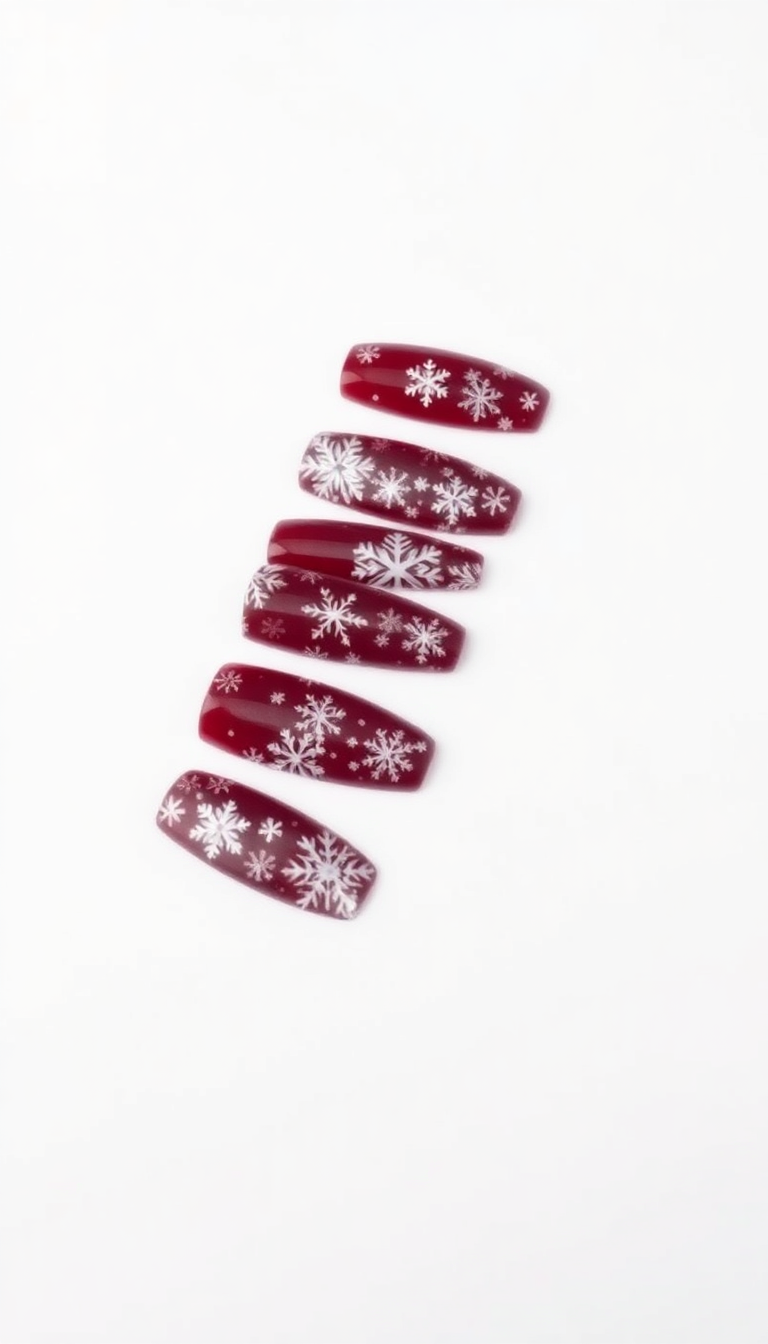 7. Festive Maroon with Snowflake Designs