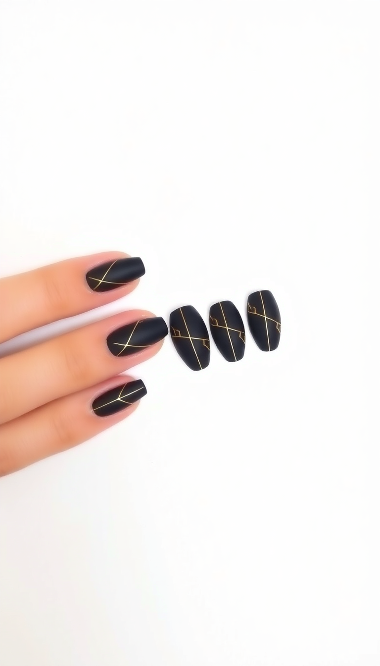 7. Sophisticated Matte Black and Gold