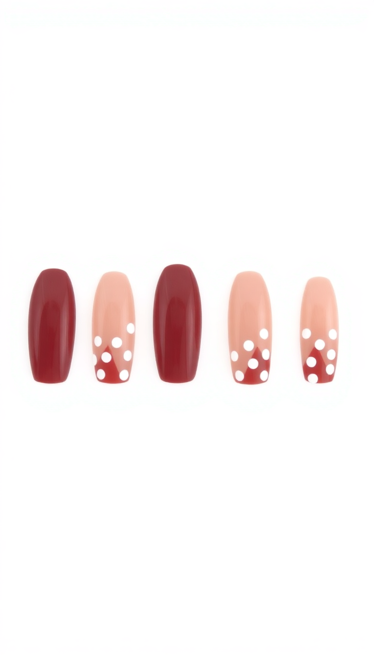 8. Maroon with White Polka Dots