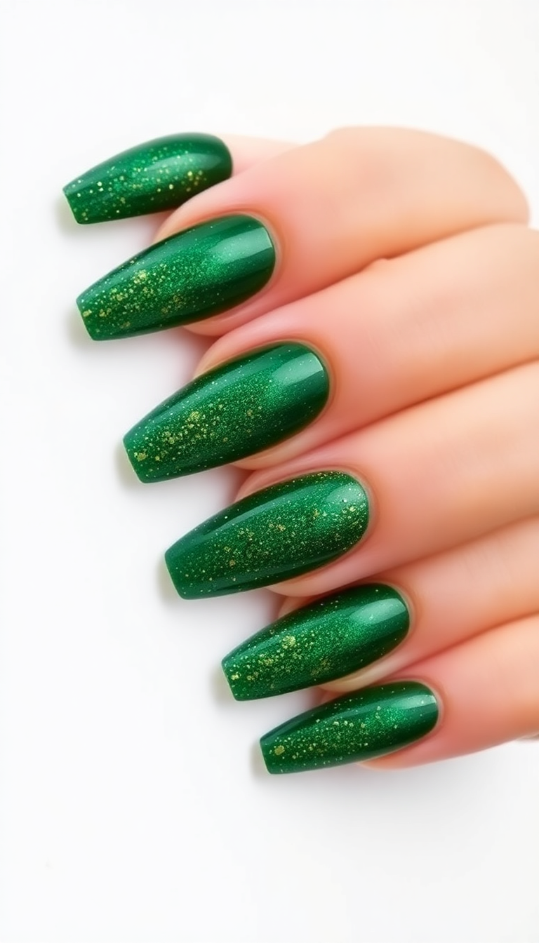 9. Glittery Green with Golden Flecks