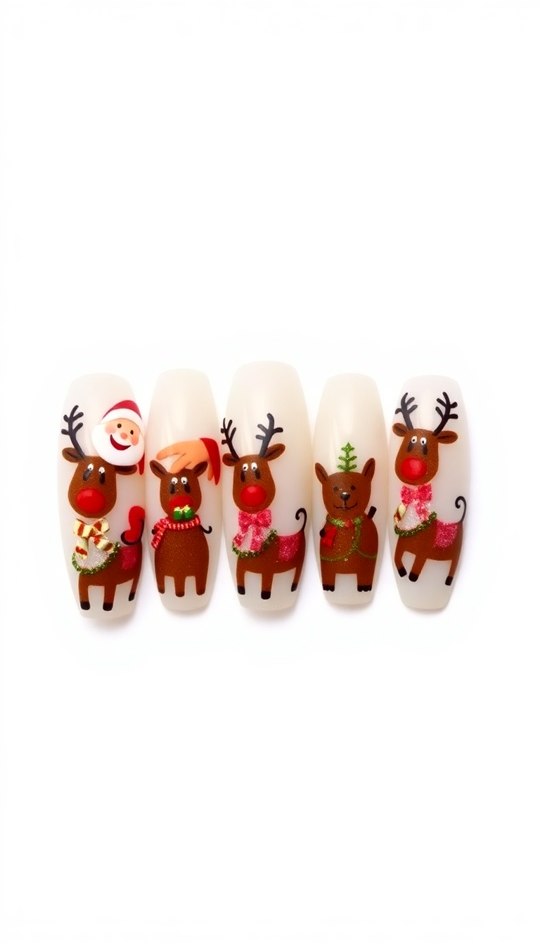 10. Playful Santa and Reindeer Art