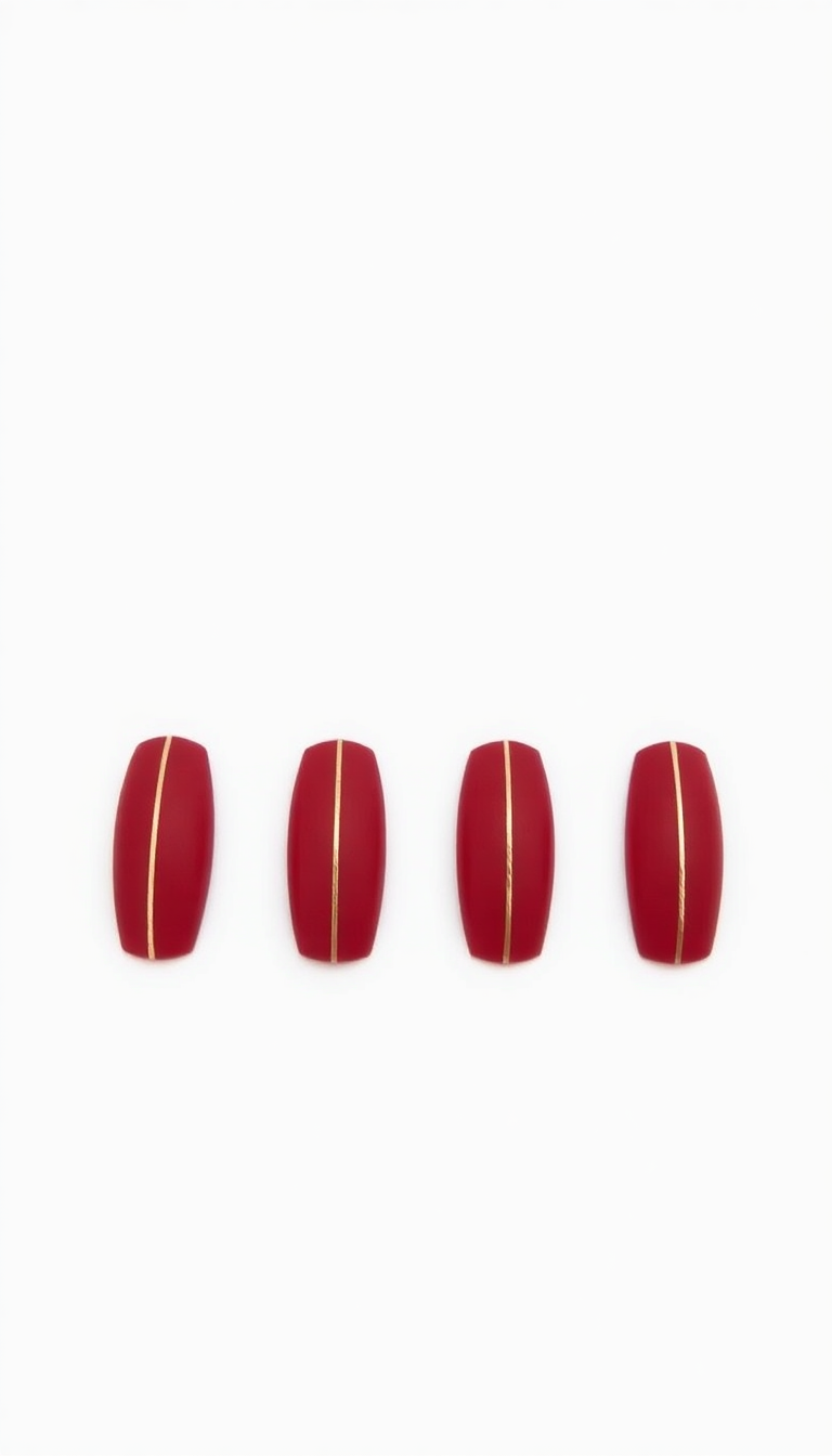 11. Chic Gold Stripes on Matte Red