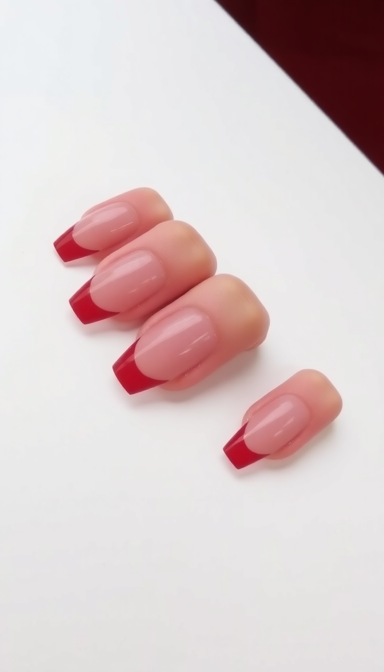 12. Rosy Red French Manicure