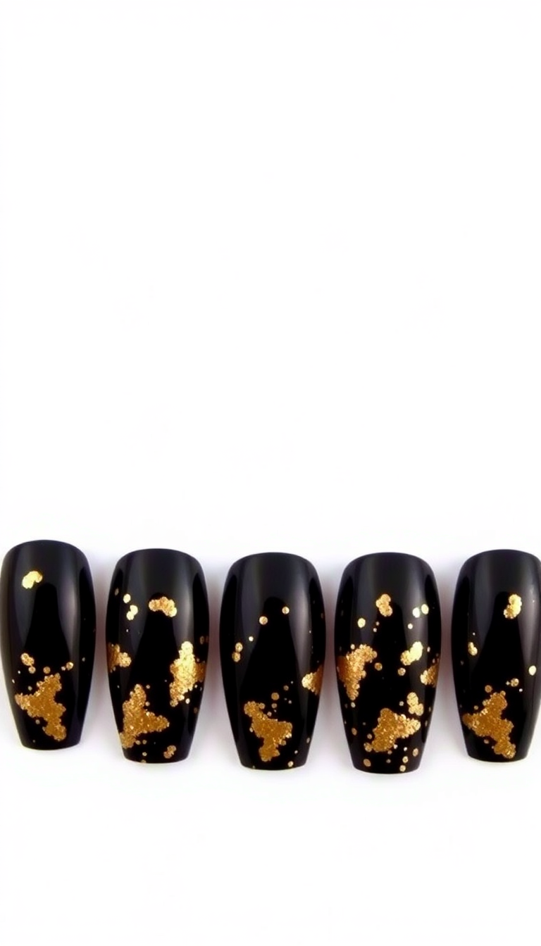 13. Bold Black with Gold Flakes