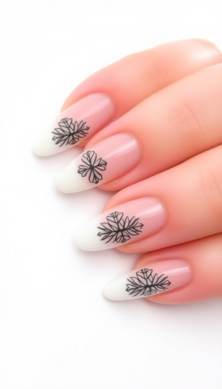 14. French Tips with Geometric Patterns