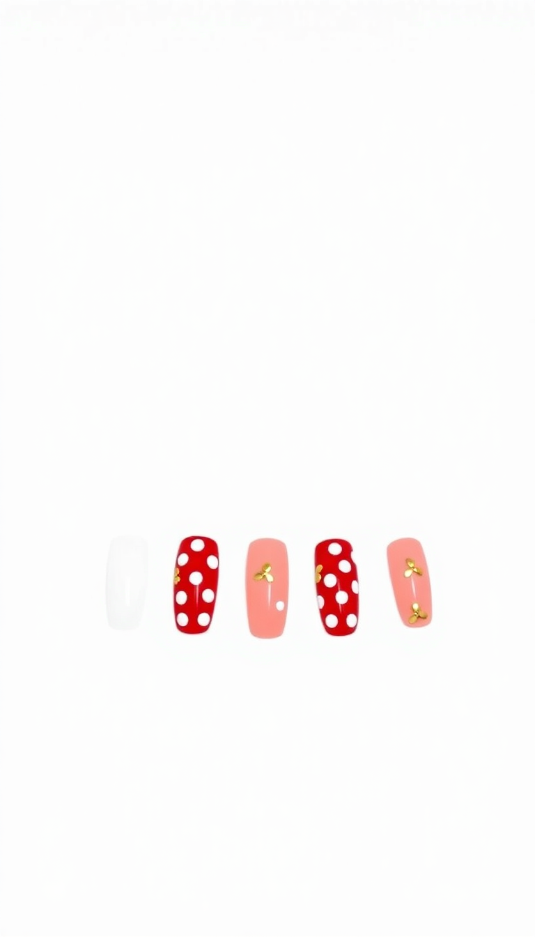 14. Playful Red Polka Dots with Gold Touches