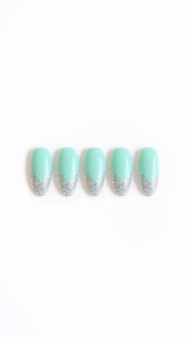 15. Frosty Mint with Glitter Tips