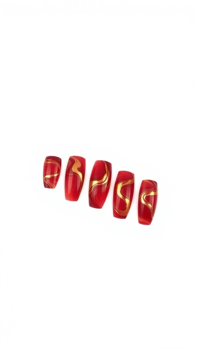 15. Regal Red and Gold Marbled Effect