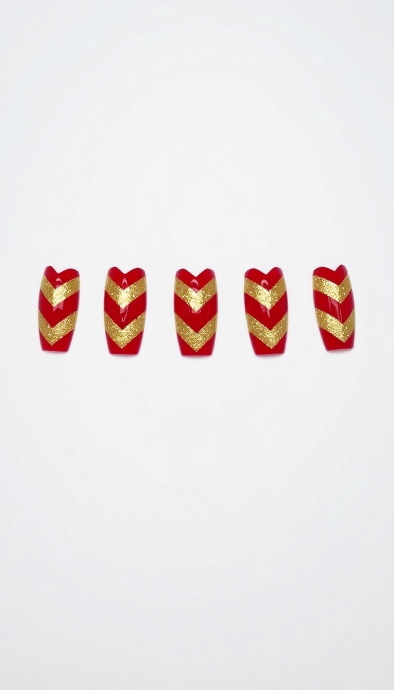 2. Bold Chevron Stripes in Red and Gold