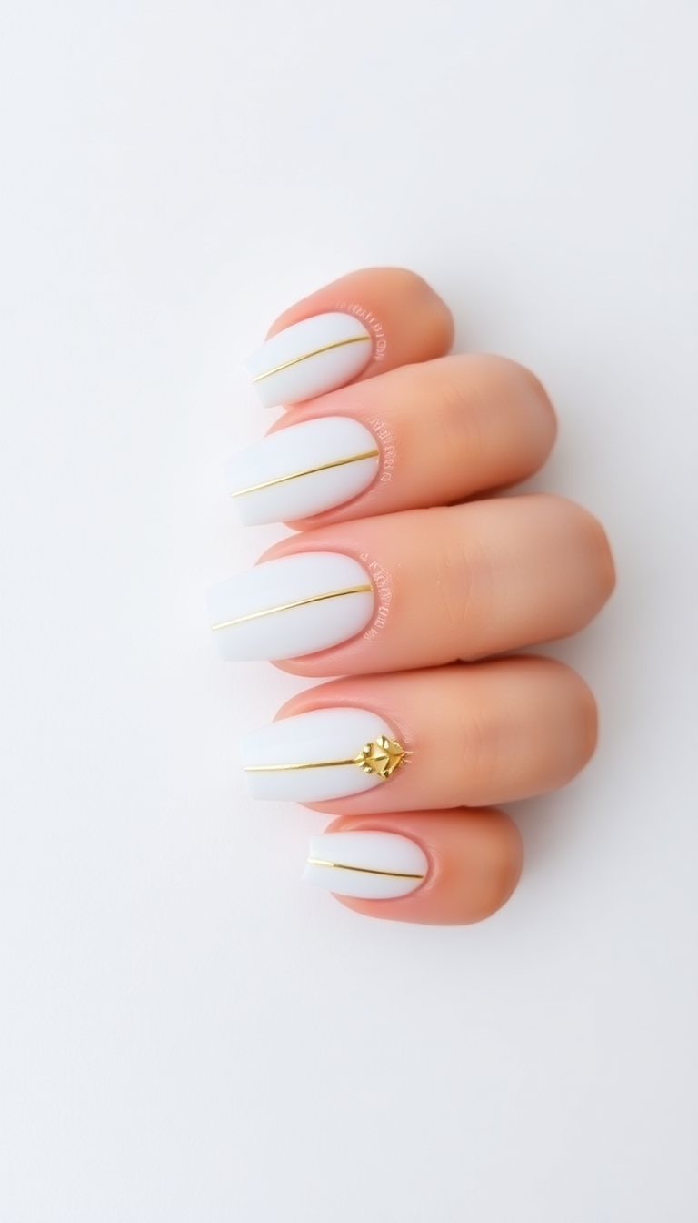 2. Chic Matte White with Golden Accents