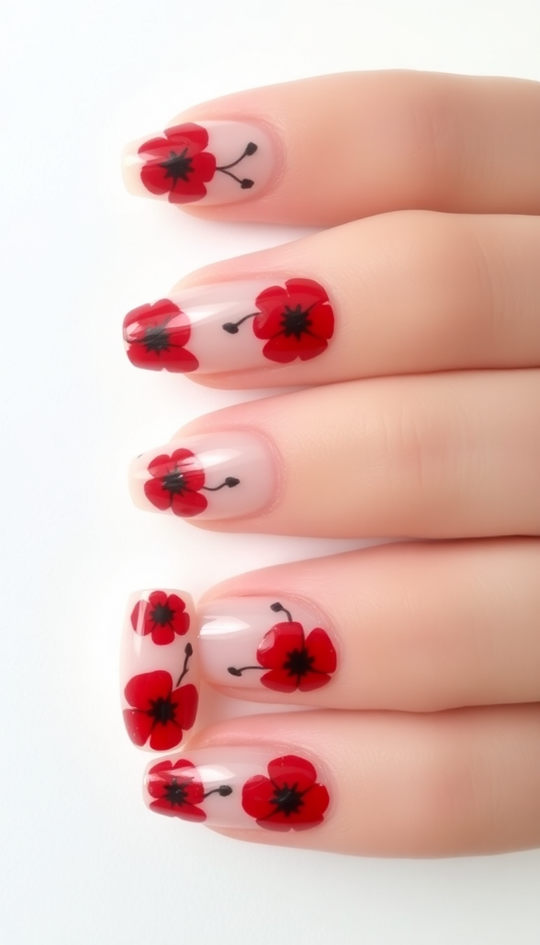 2. Peaceful Poppies - Bold Red and Black Accents