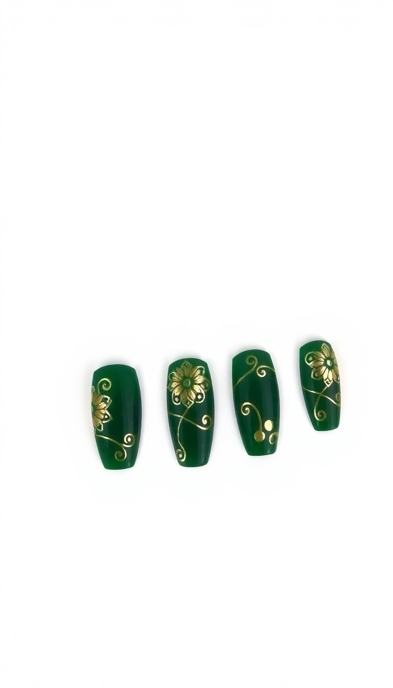 3. Deep Green and Metallic Gold