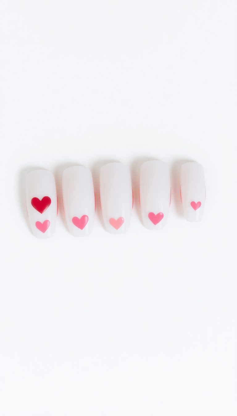 5. Classic White with Heart Decals