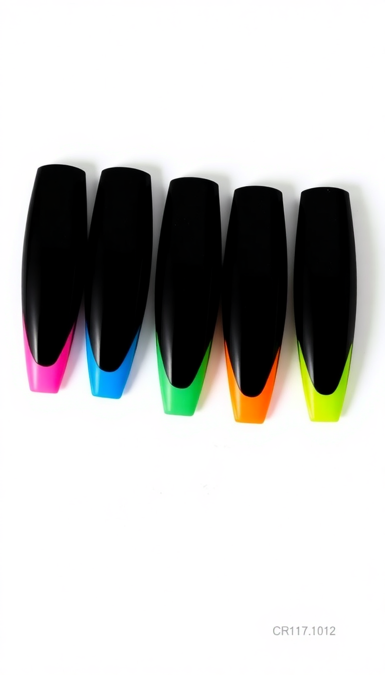 8. Bold Black with Neon Tips