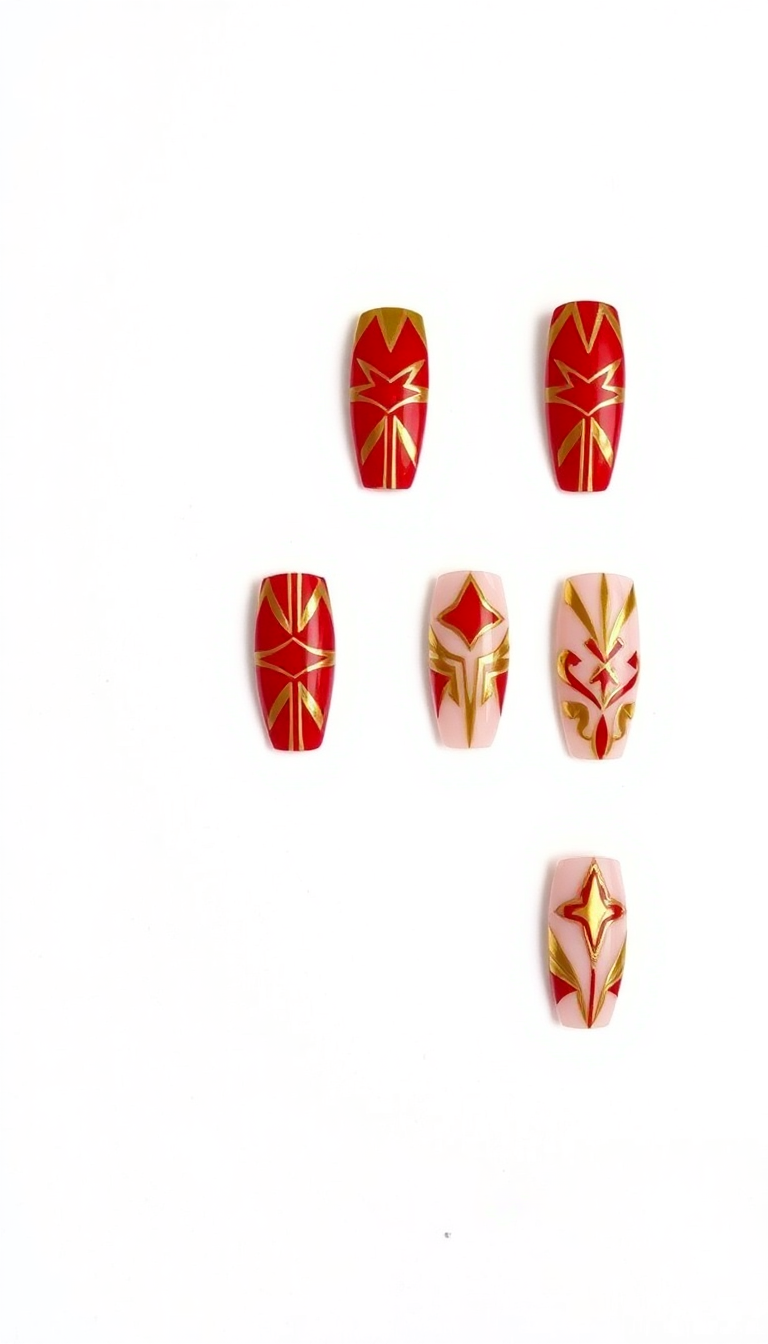 8. Trendy Red and Gold Geometric Patterns