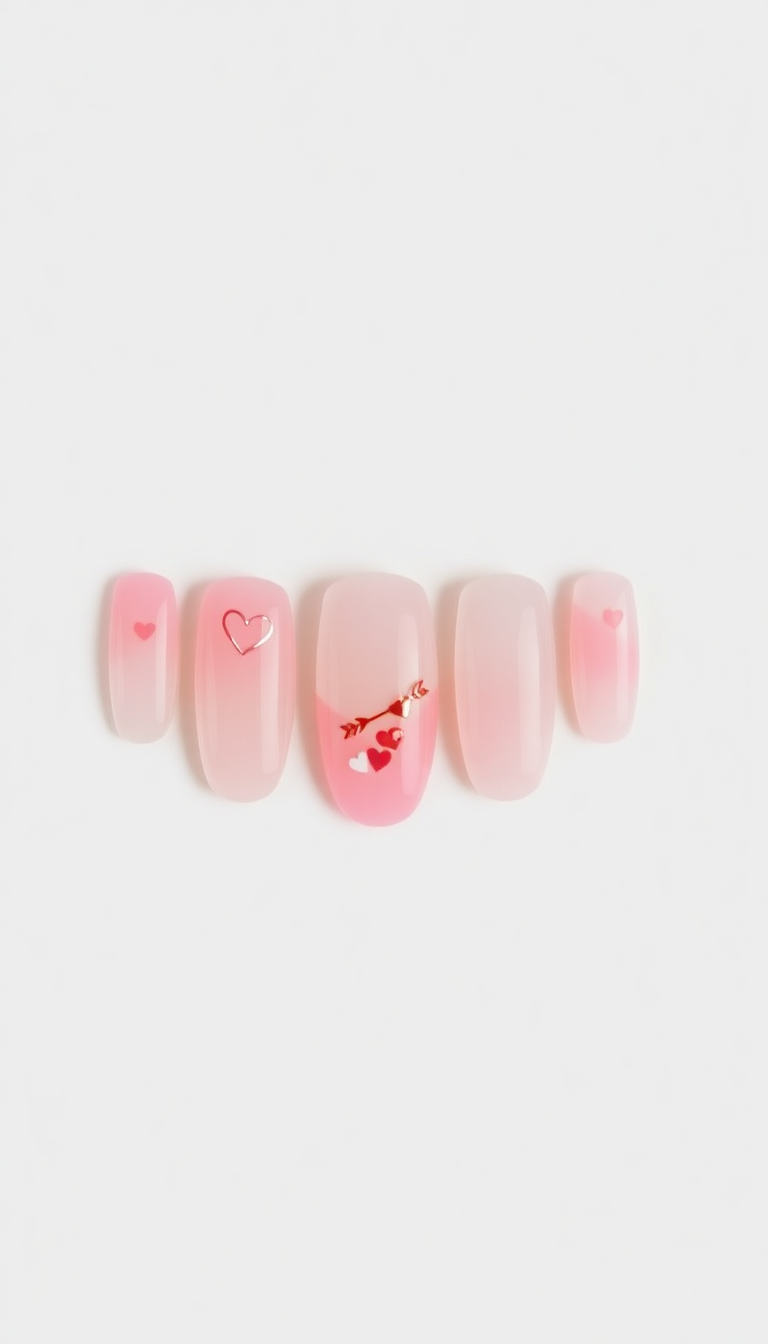 9. Cupid’s Arrow Accent Nails