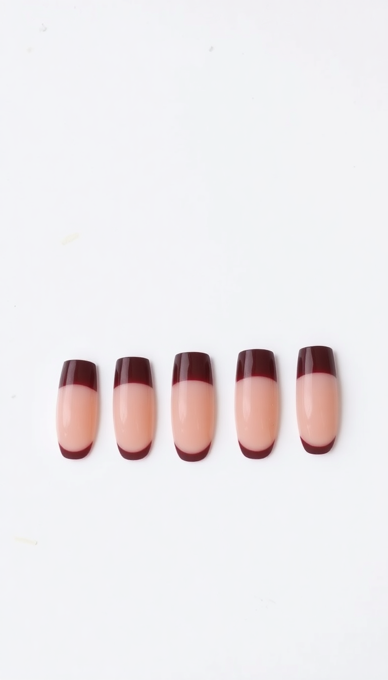 9. Deep Maroon French Tips