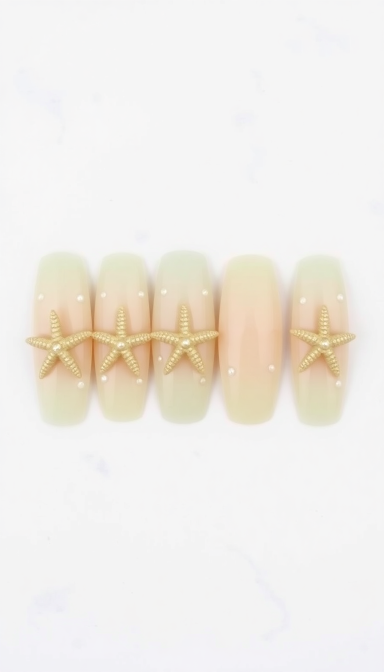 12. Starfish Accents Nails