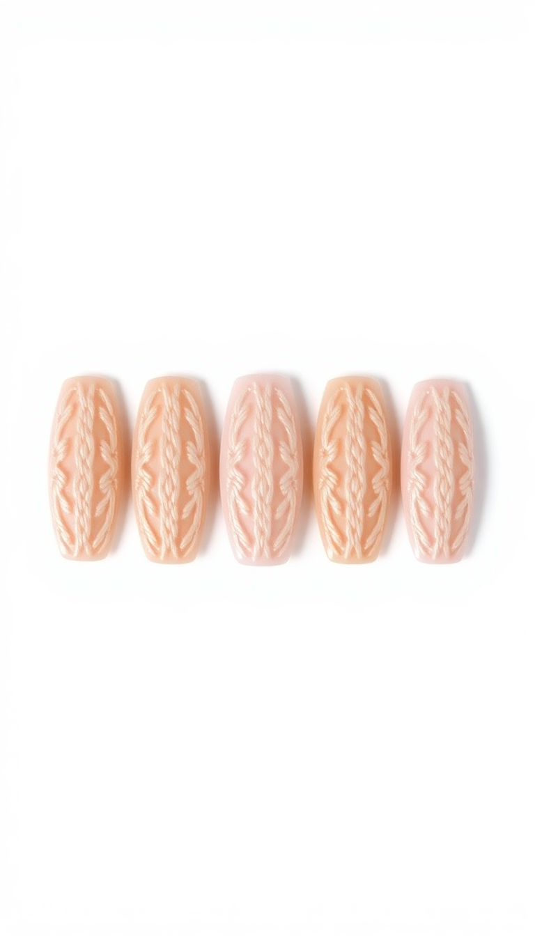 13. Cozy Cable Knit Print Nails