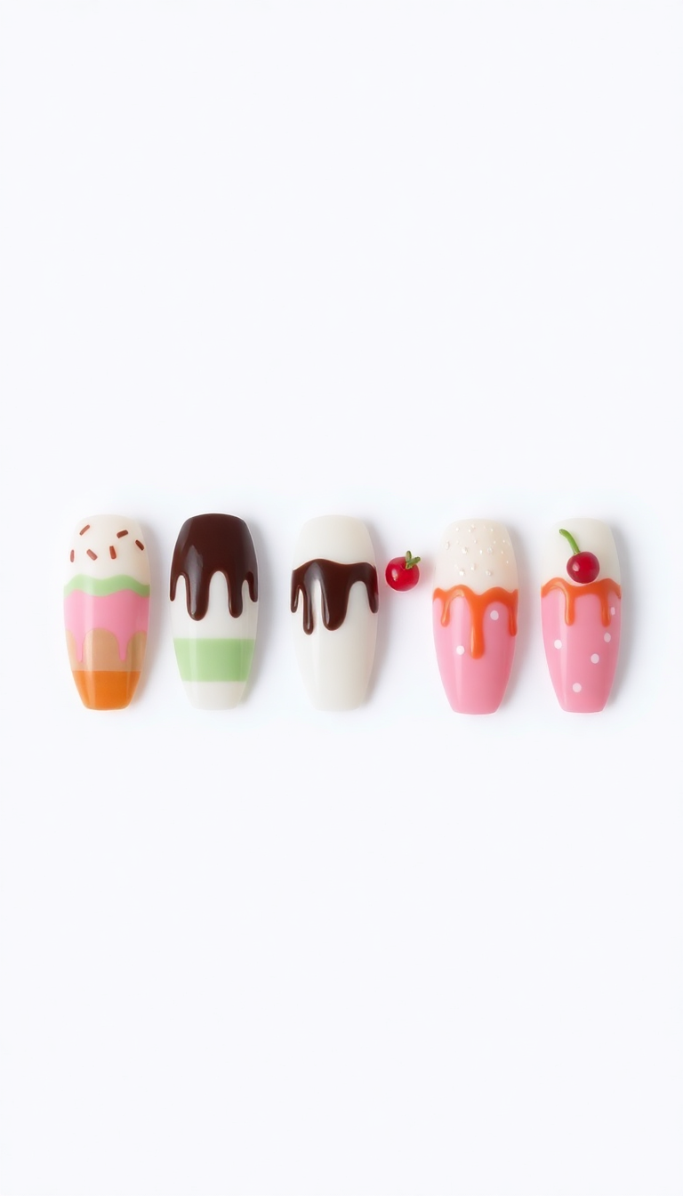 13. Ice Cream Sundae Nails