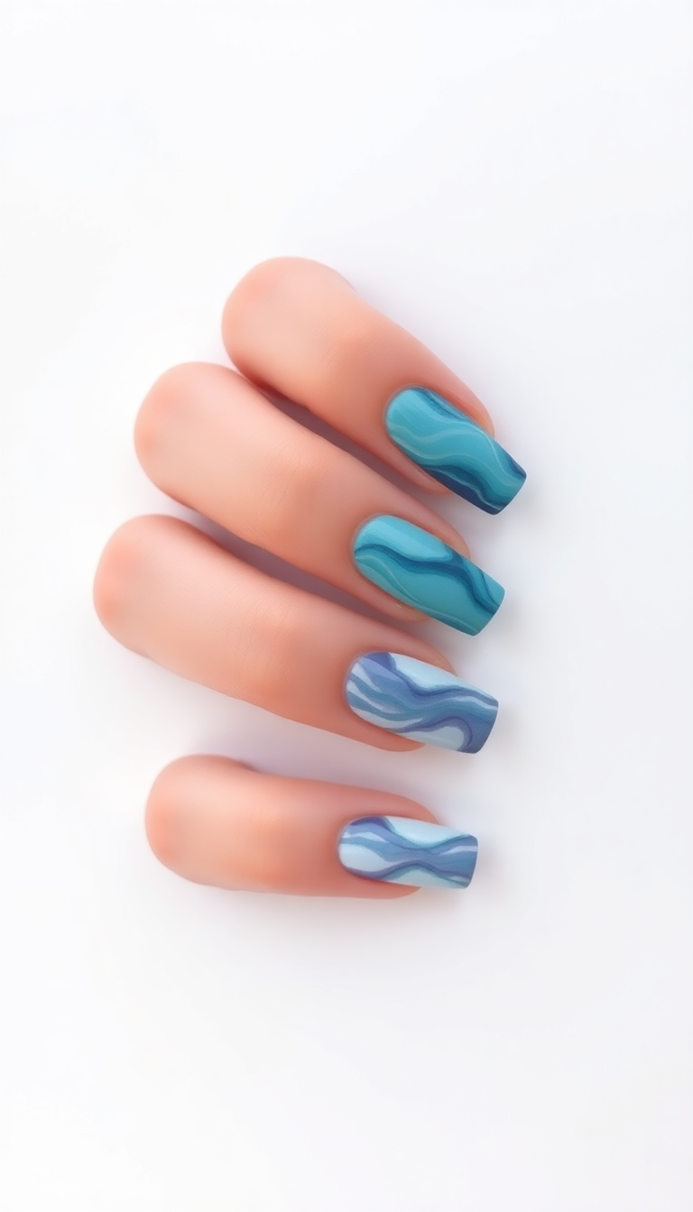 14. Marbled Ink Effects in Cool Tones