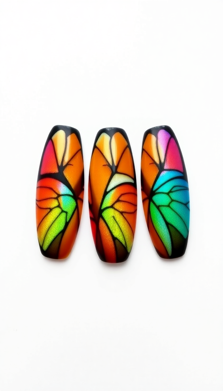 15. Vibrant Butterfly Wings Nails