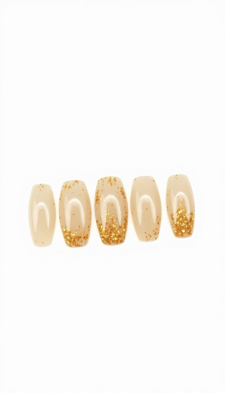 2. Golden Glitter Cat Eye Nails