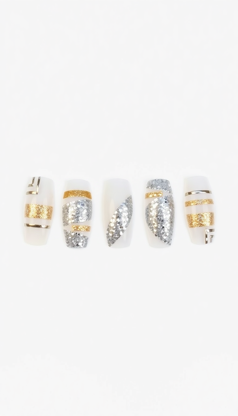 2. Metallic Stripes and Glitters
