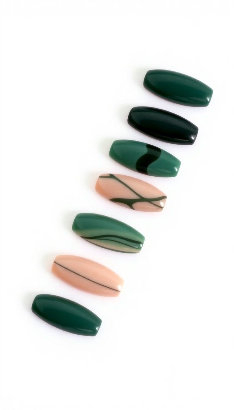 4. Deep Forest Green and Nude Mix