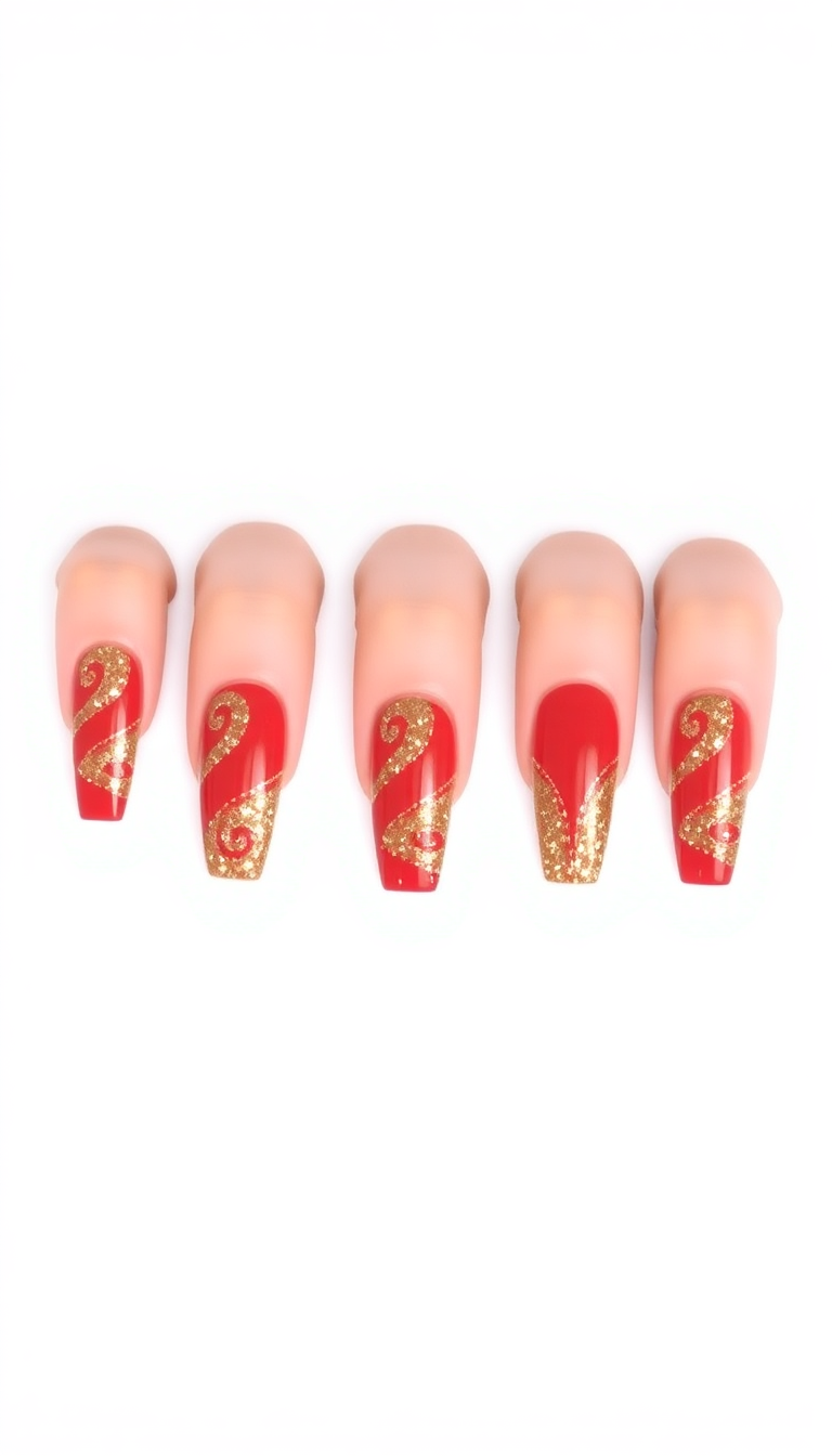 4. Elegant Red and Gold Glitter