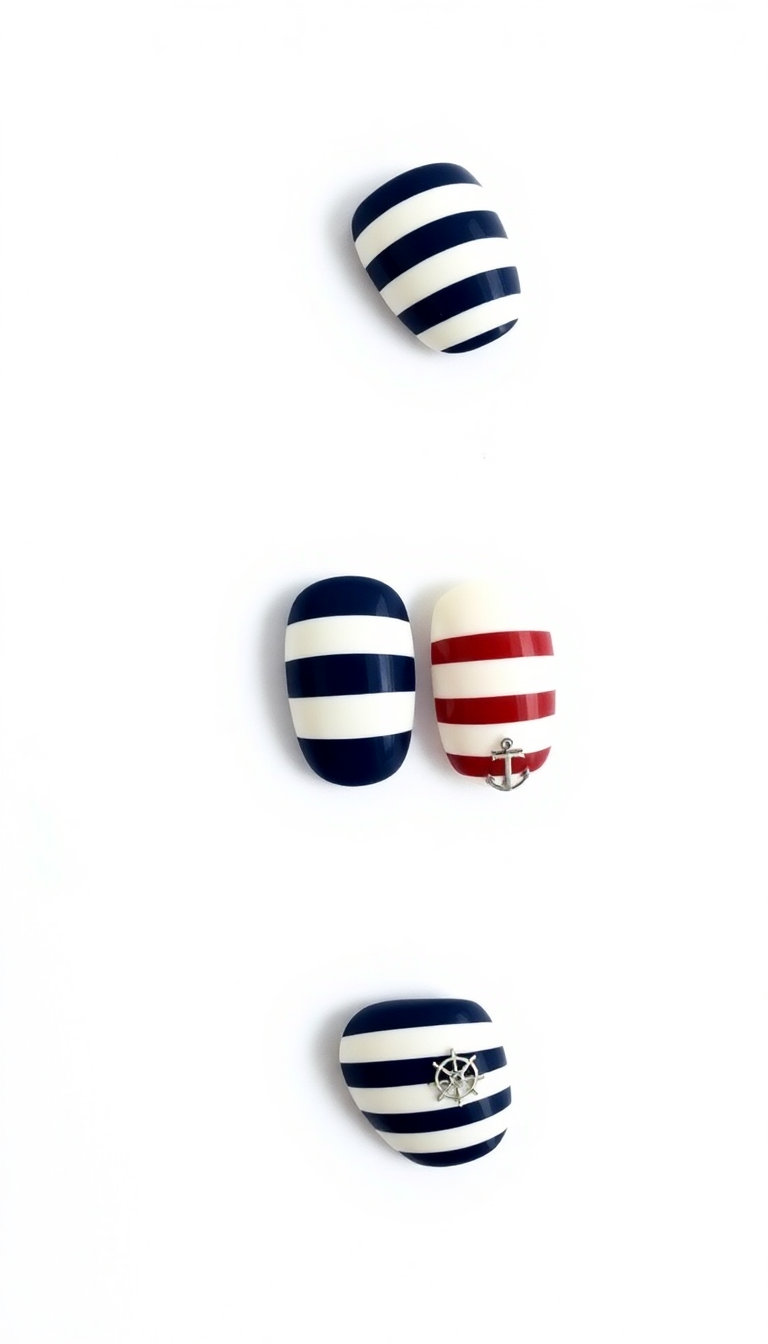 6. Nautical Stripes Nails
